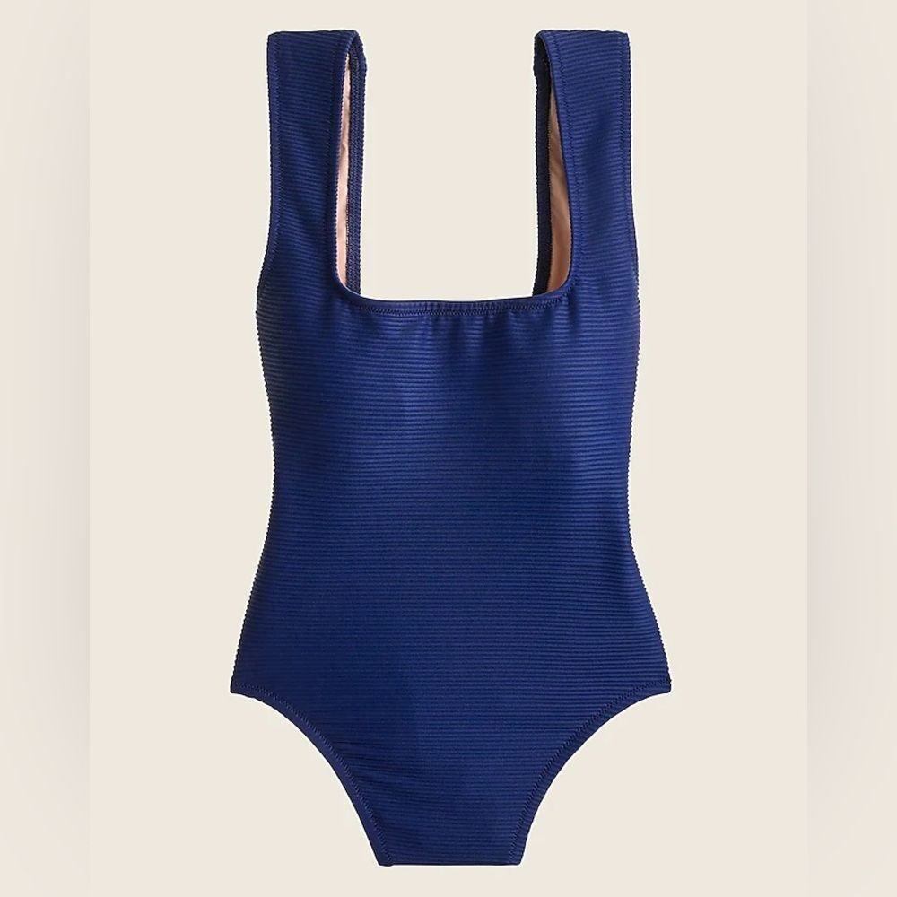 NWT J. Crew Rib Square-neck One-piece Swimsuit in Blue Plus Size 24